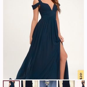 Lulu’s Navy Blue Long Maxi Bridesmaid Dress